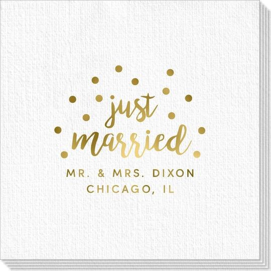 Confetti Dots Just Married Deville Napkins